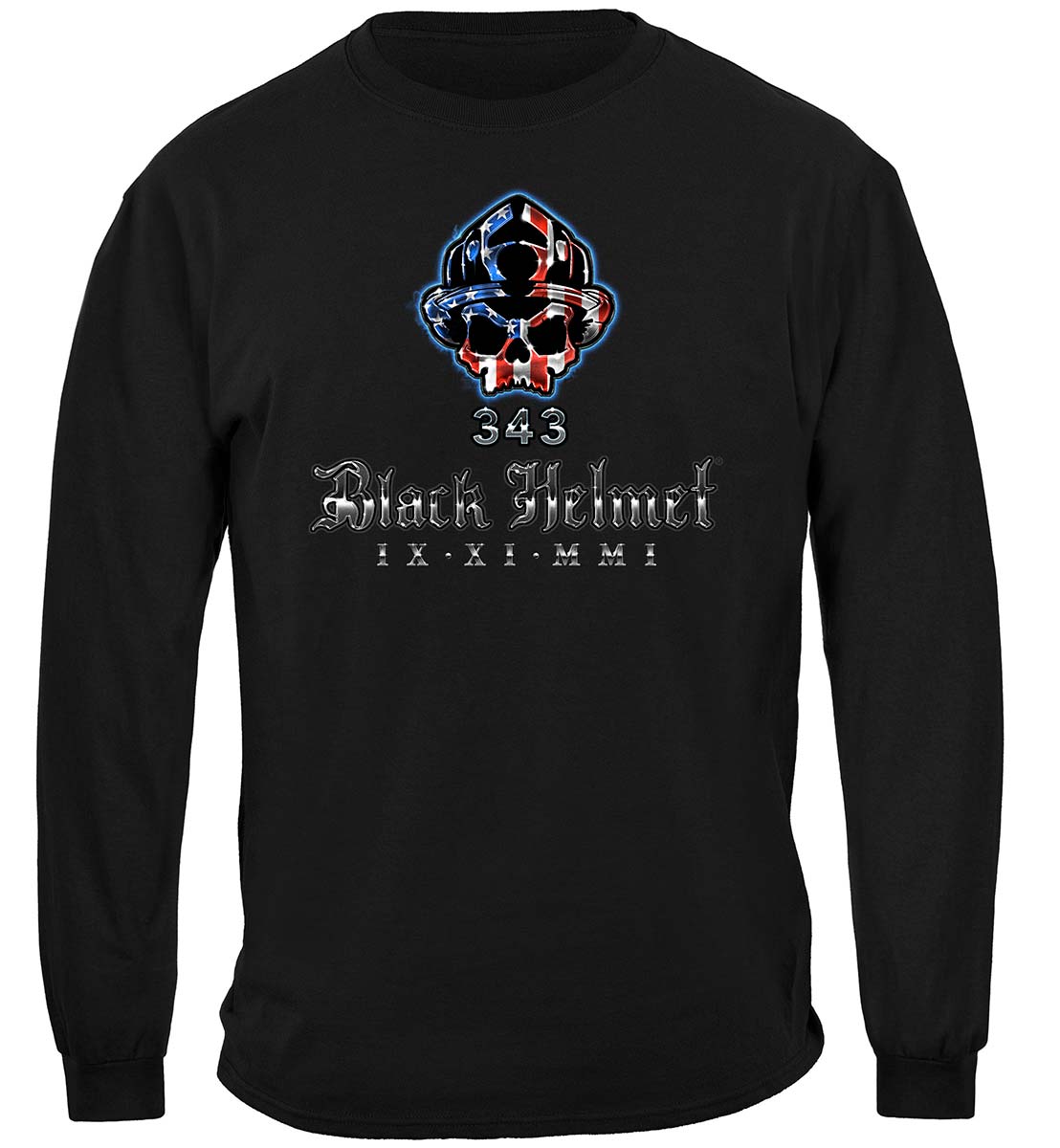 Black Helmet WTC Never Forget Long Sleeve Shirt - front view