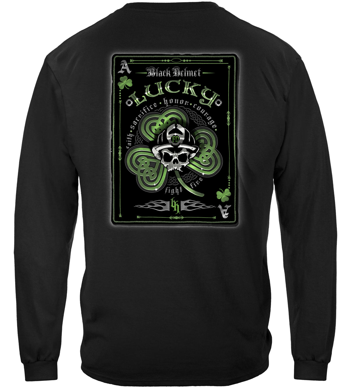 Irish Lucky Shamrock Card Long Sleeve Shirt - back view