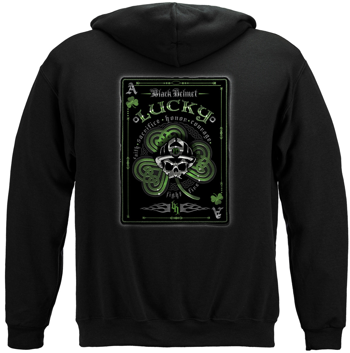 Irish Lucky Shamrock Card Zip Hoodie - back view