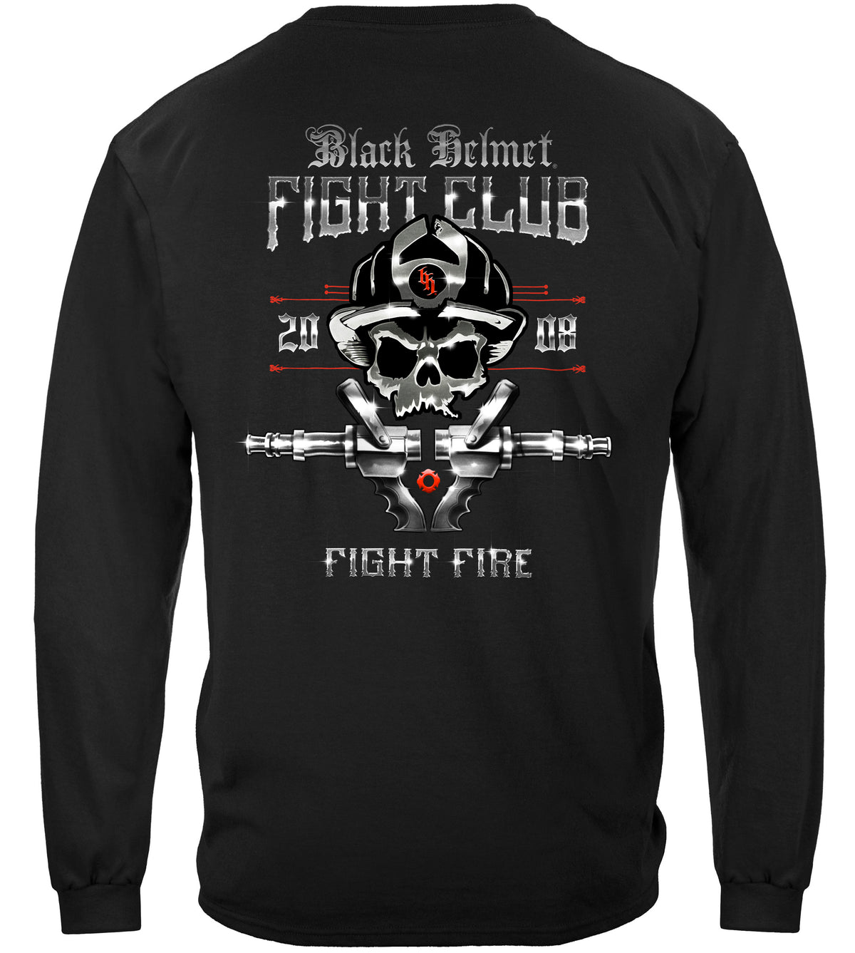 Black Helmet Fight Club Long Sleeve Shirt - back view