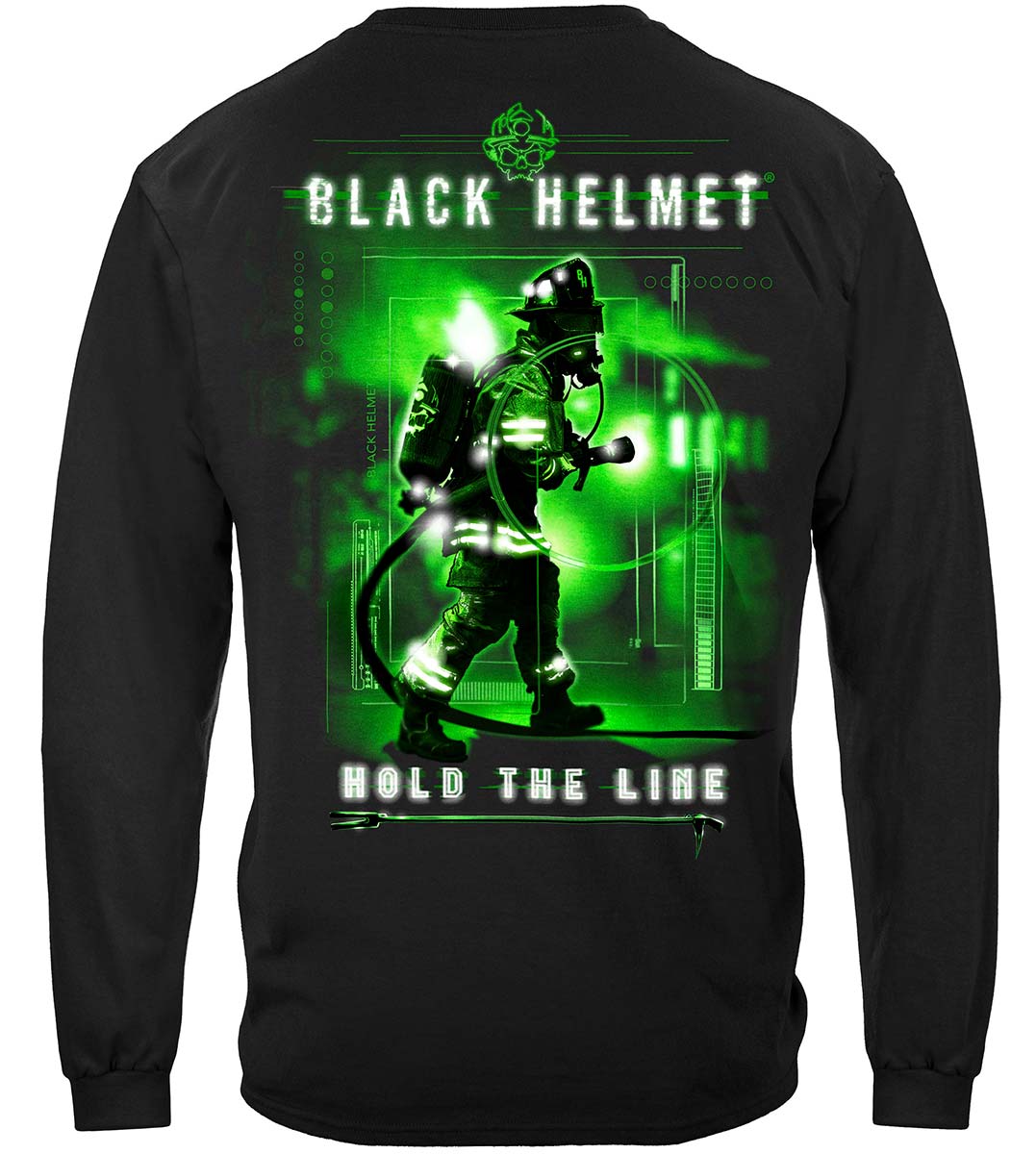 Black Helmet Hold the Line Long Sleeve Shirt - back view