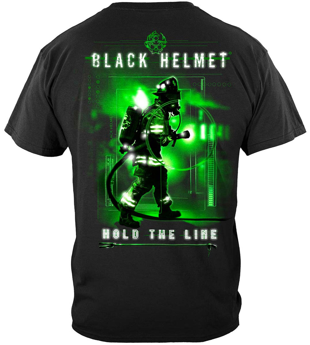Black Helmet Hold the Line T-Shirt - back view