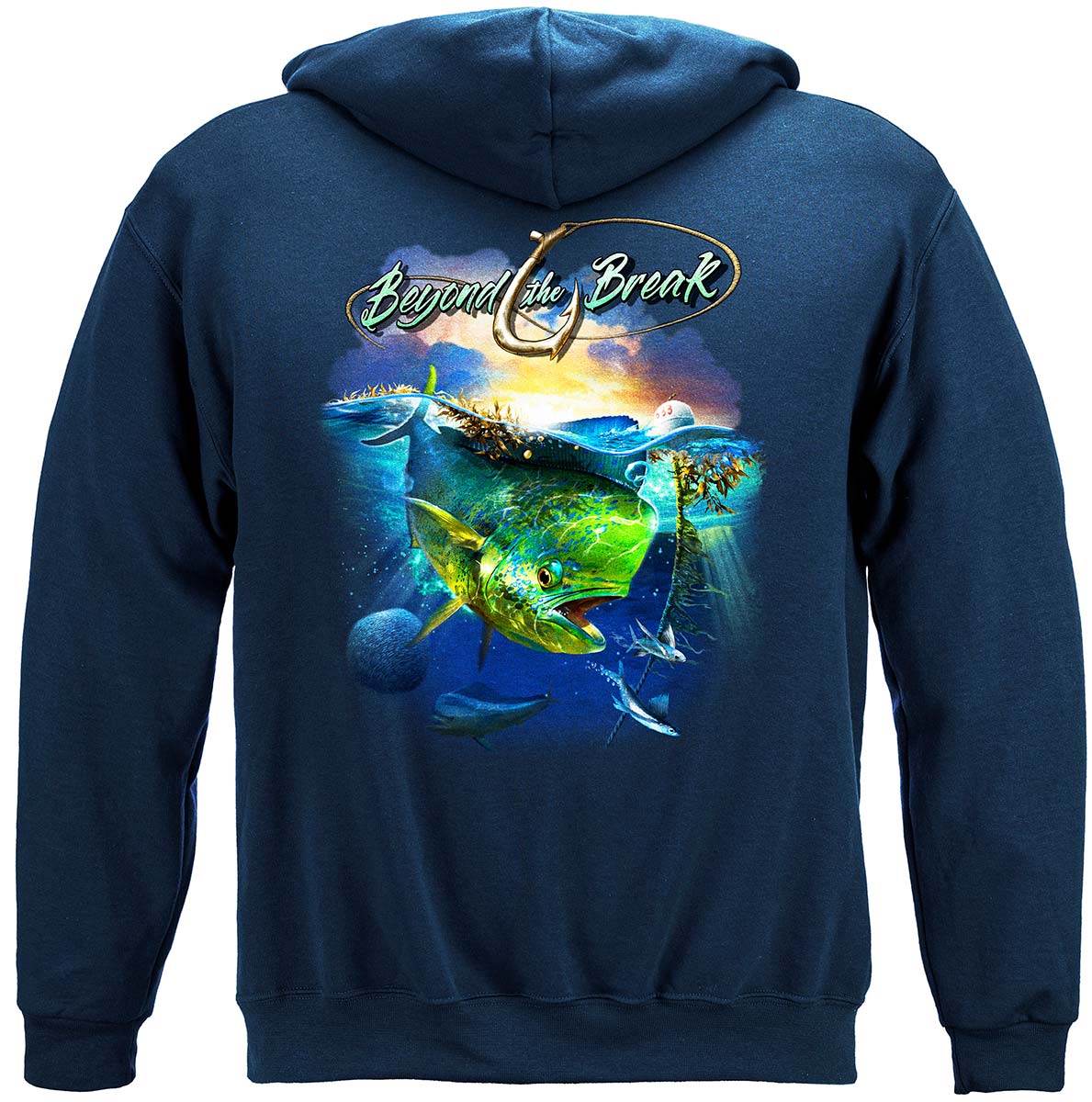 Mahi Dolphin Fish Beyond the Break Hoodie - back view