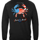 Patriotic Blue Claw Crab Long Sleeve Shirt - back view