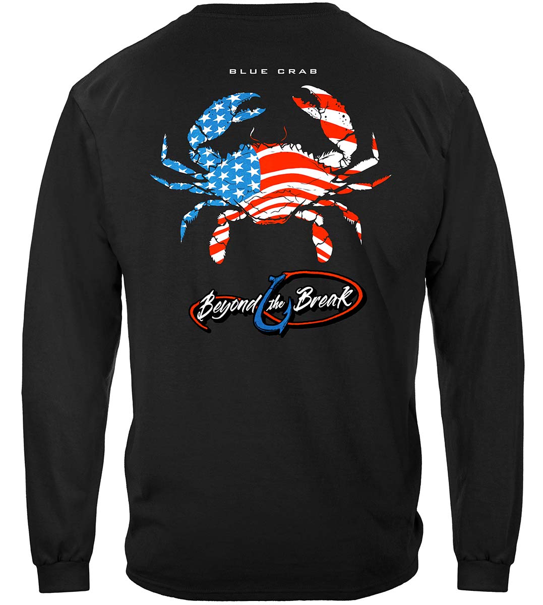 Patriotic Blue Claw Crab Long Sleeve Shirt - back view