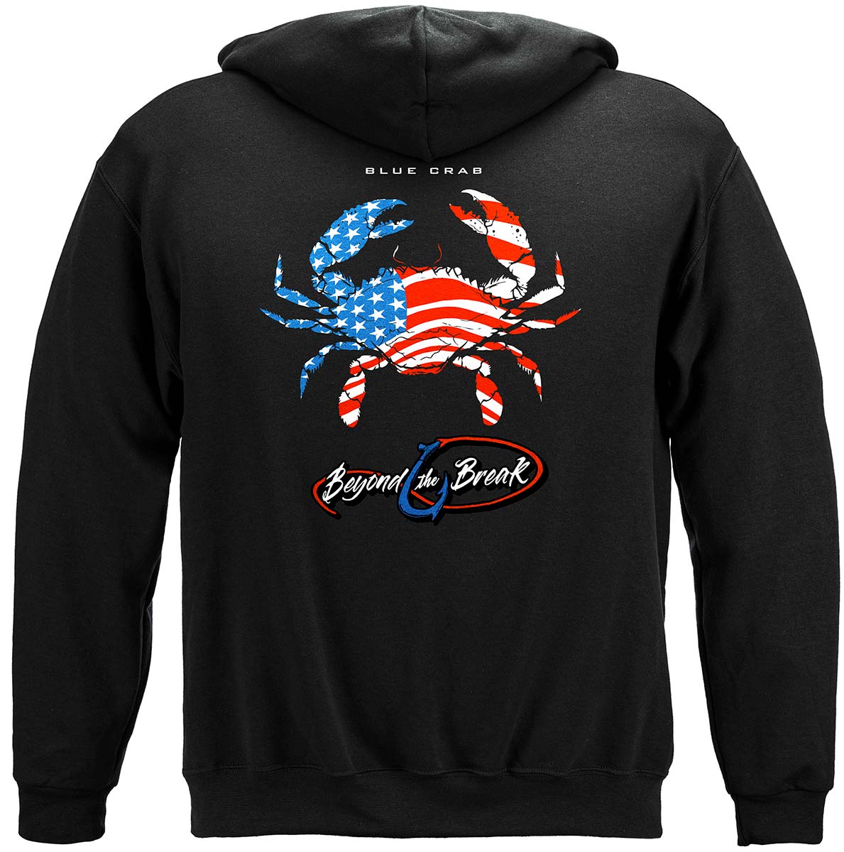Patriotic Blue Claw Crab Hoodie - back view