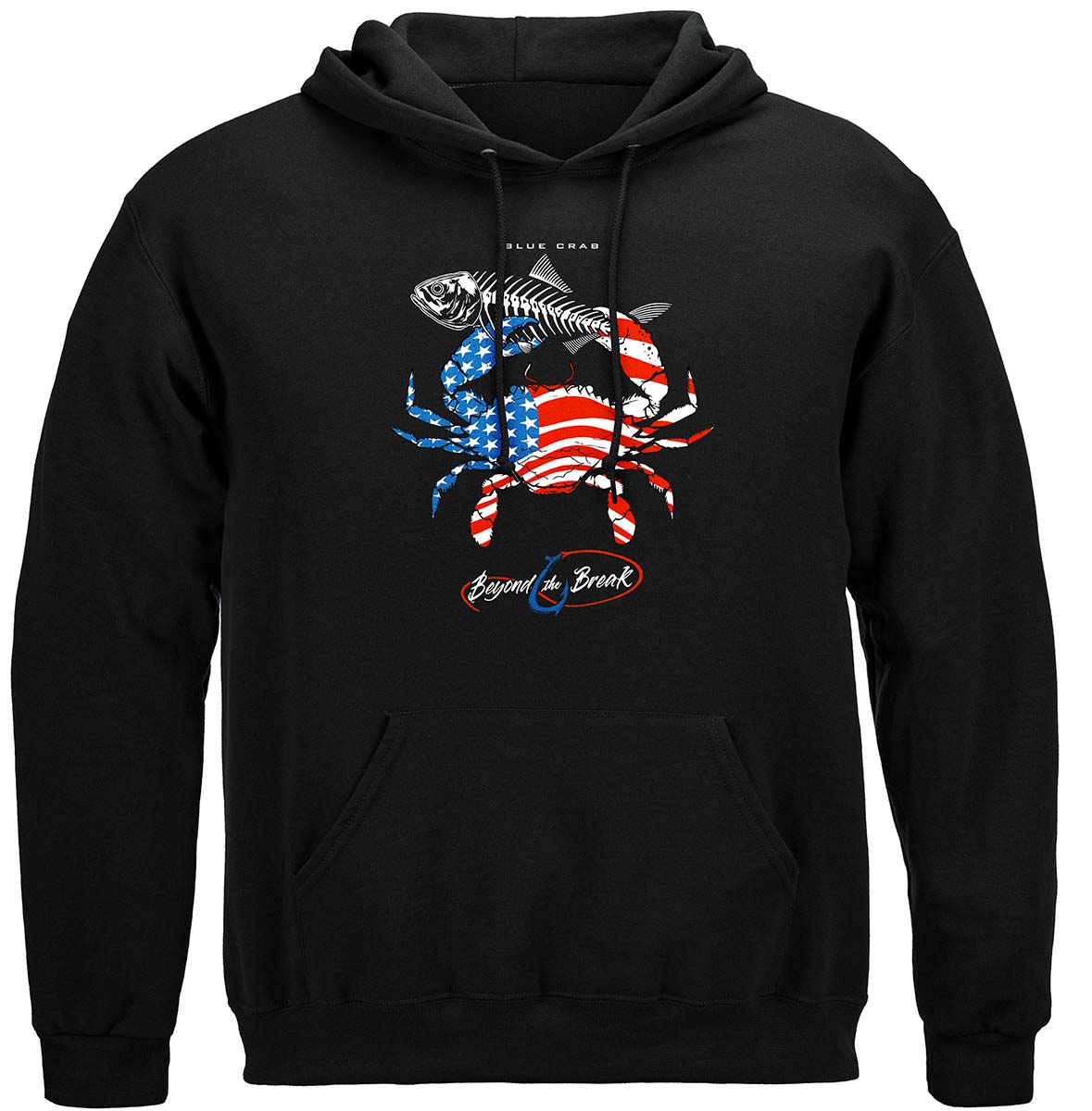 Patriotic Blue Claw Crab Hoodie - front view