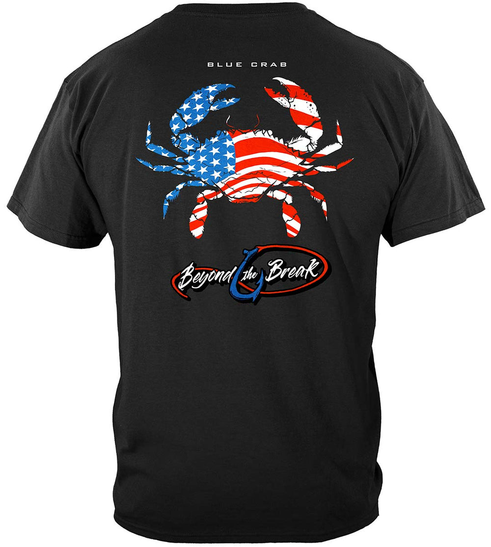 Patriotic Blue Claw Crab T-Shirt - back view