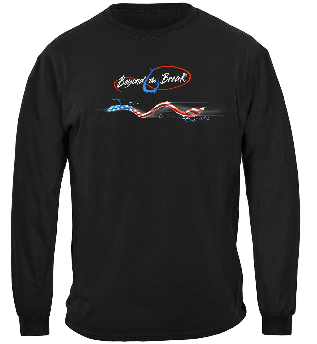 Patriotic Catfish Fishing Long Sleeve Shirt - front view
