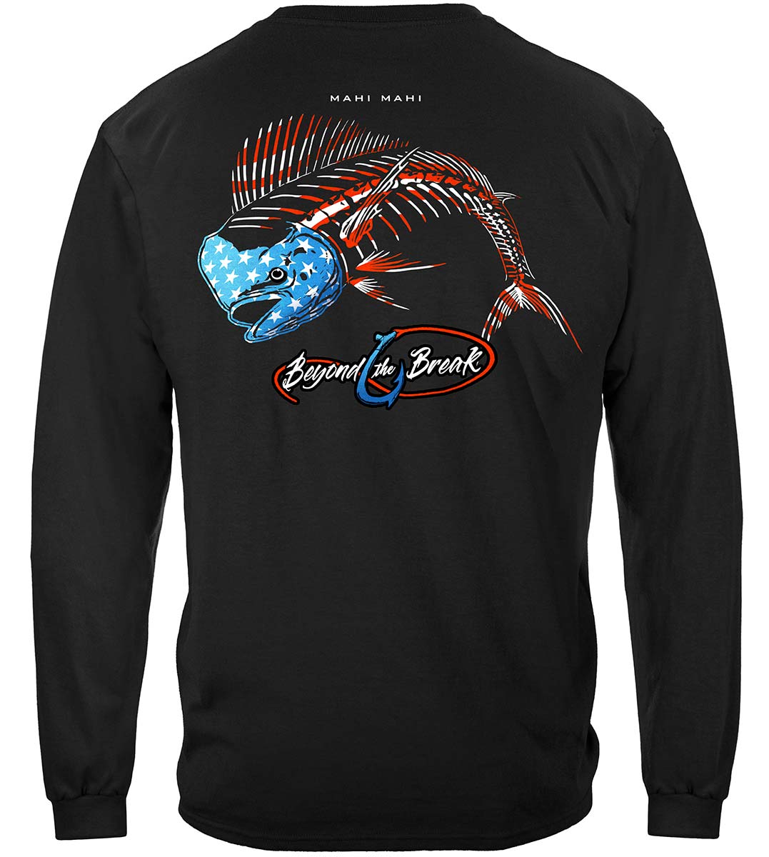 Patriotic Mahi Mahi Long Sleeve Shirt - back view