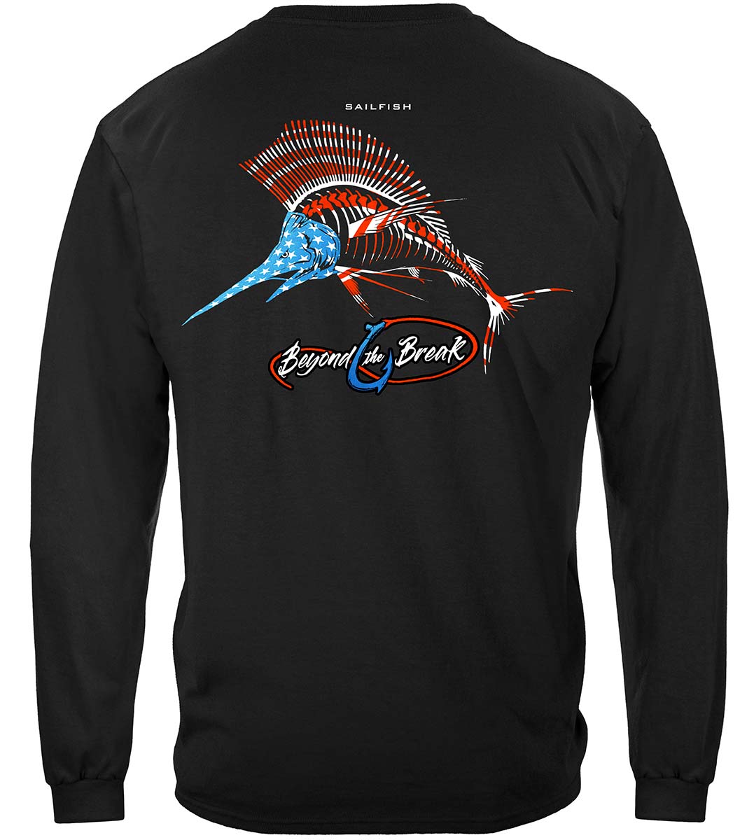 Patriotic Sailfish Long Sleeve Shirt - back view