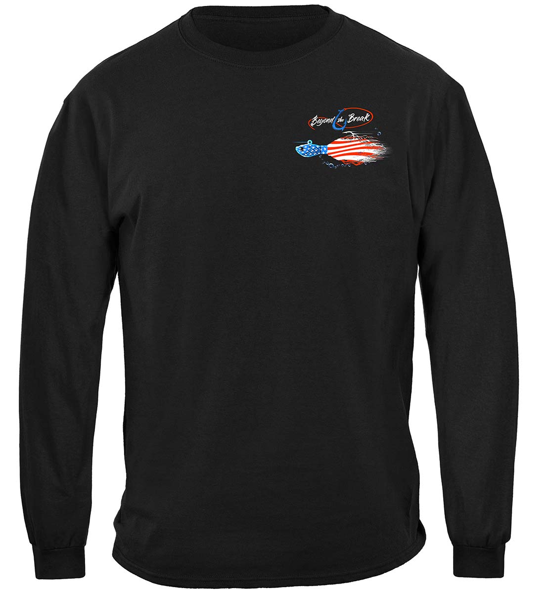 Patriotic Striped Bass Fishing Long Sleeve Shirt - front view