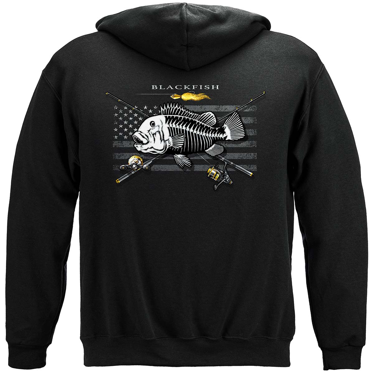 Black Flag Patriotic Blackfish Hoodie - back view