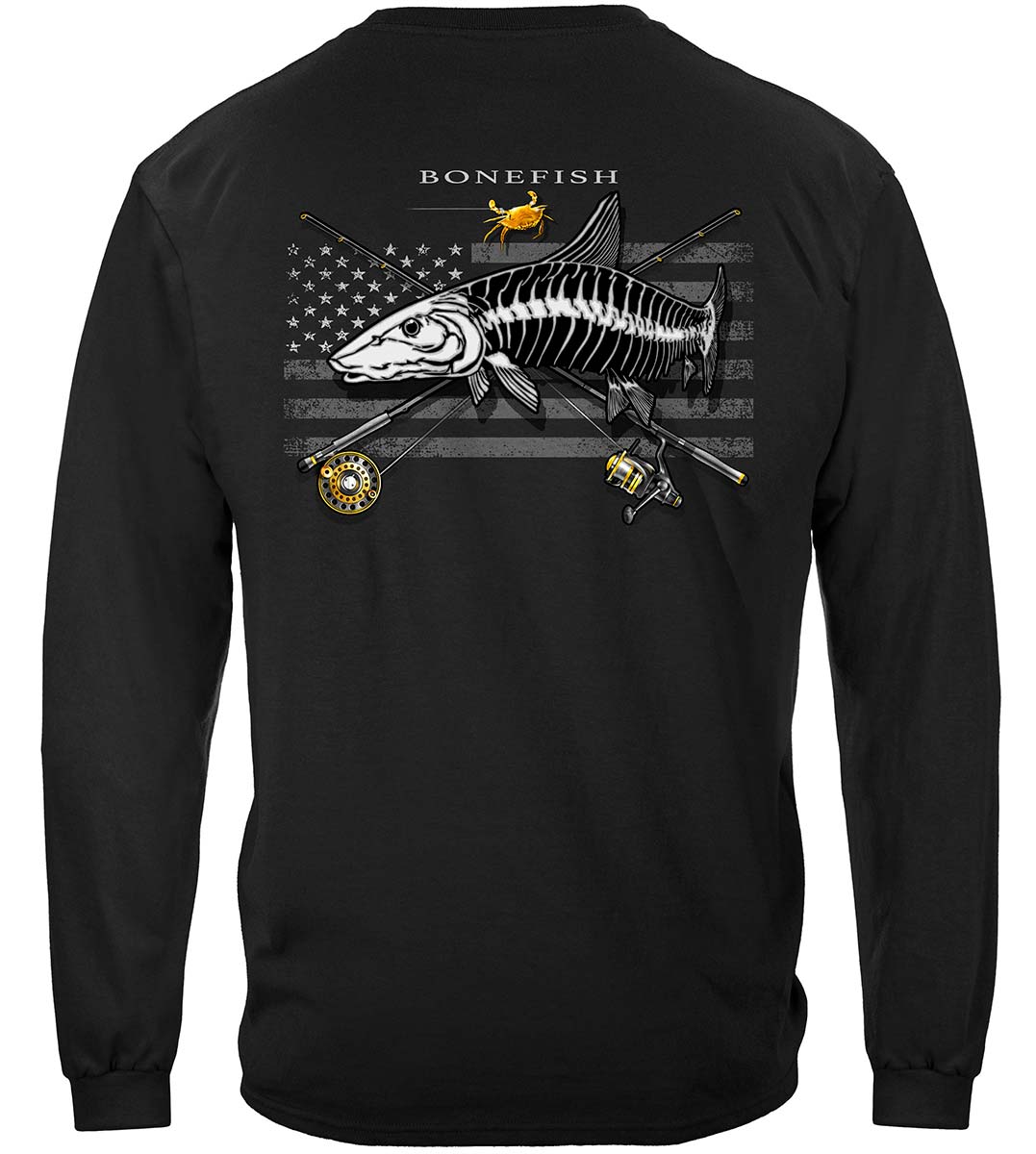Black Flag Patriotic Bonefish Long Sleeve Shirt - back view