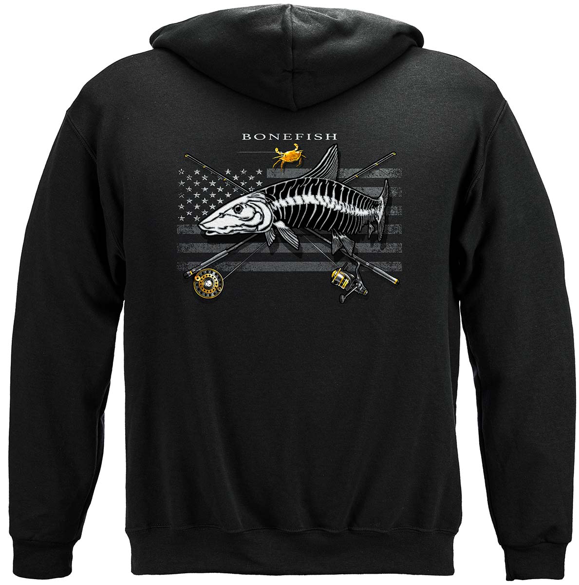 Black Flag Patriotic Bonefish Hoodie - back view
