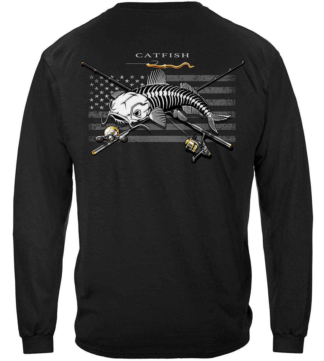 Black Flag Patriotic Catfish Long Sleeve Shirt - back view
