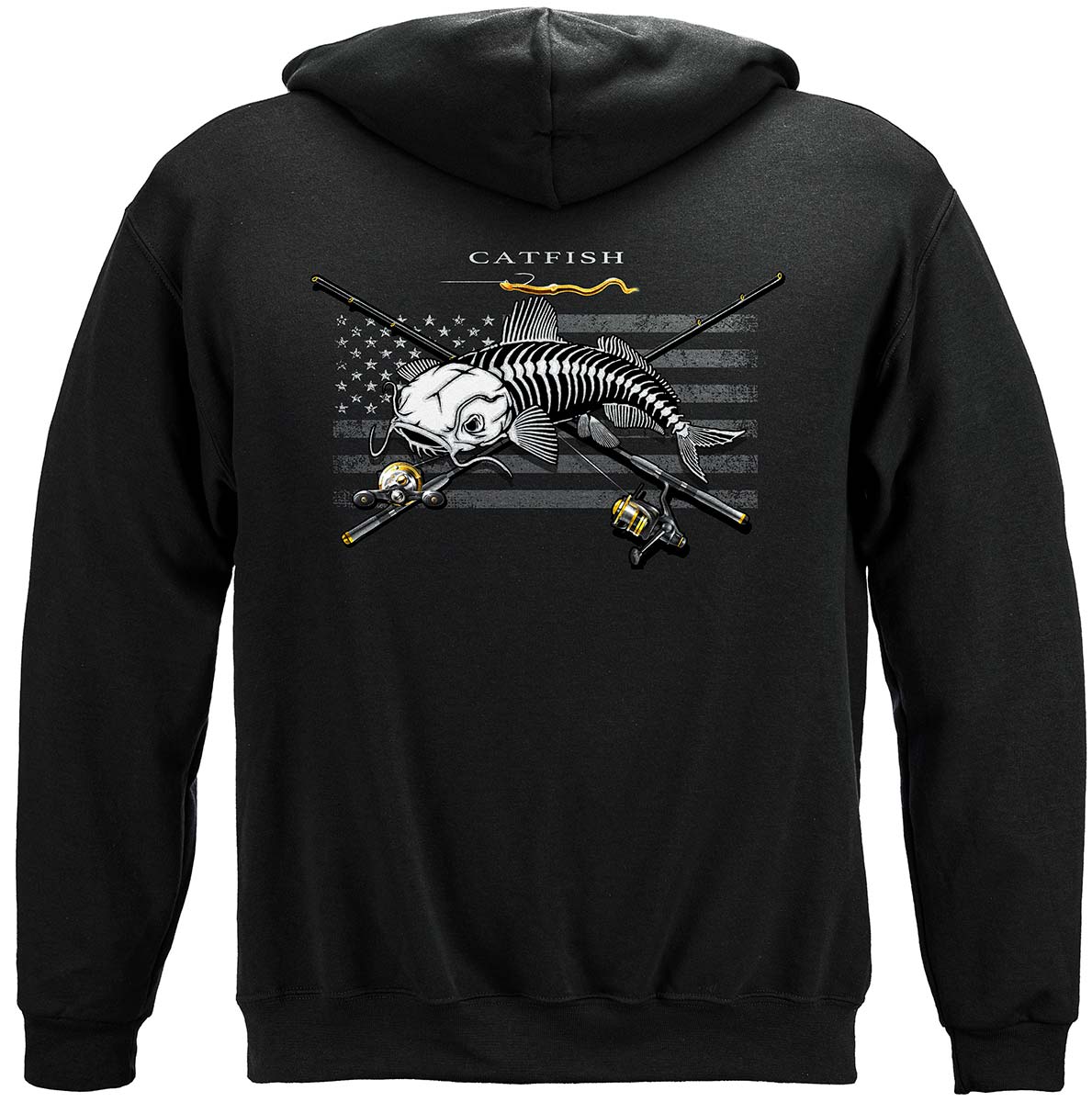 Black Flag Patriotic Catfish Hoodie - back view