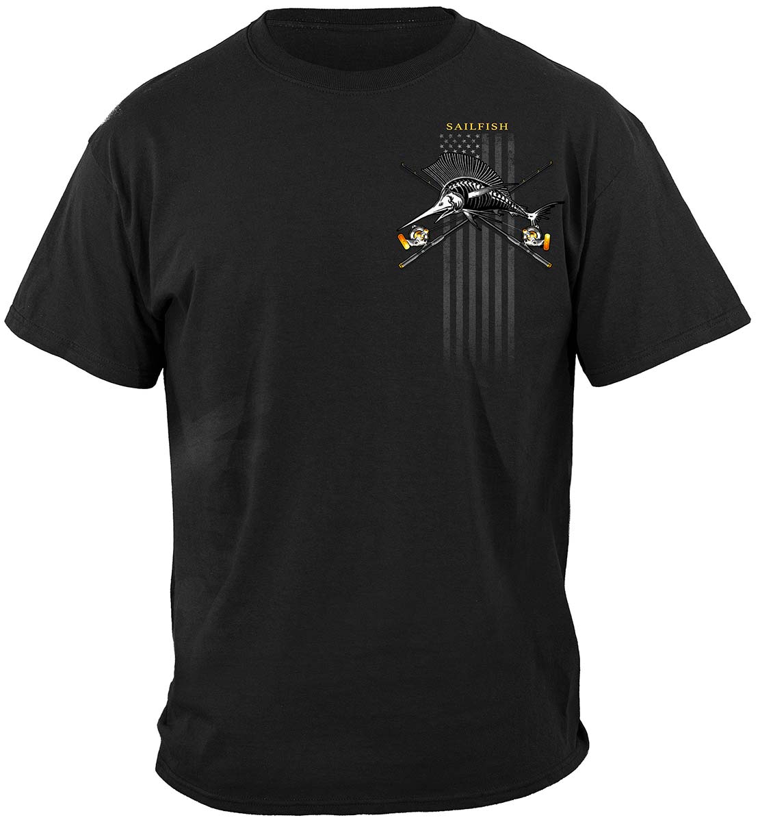 Black Flag Patriotic Sailfish T-Shirt - front view