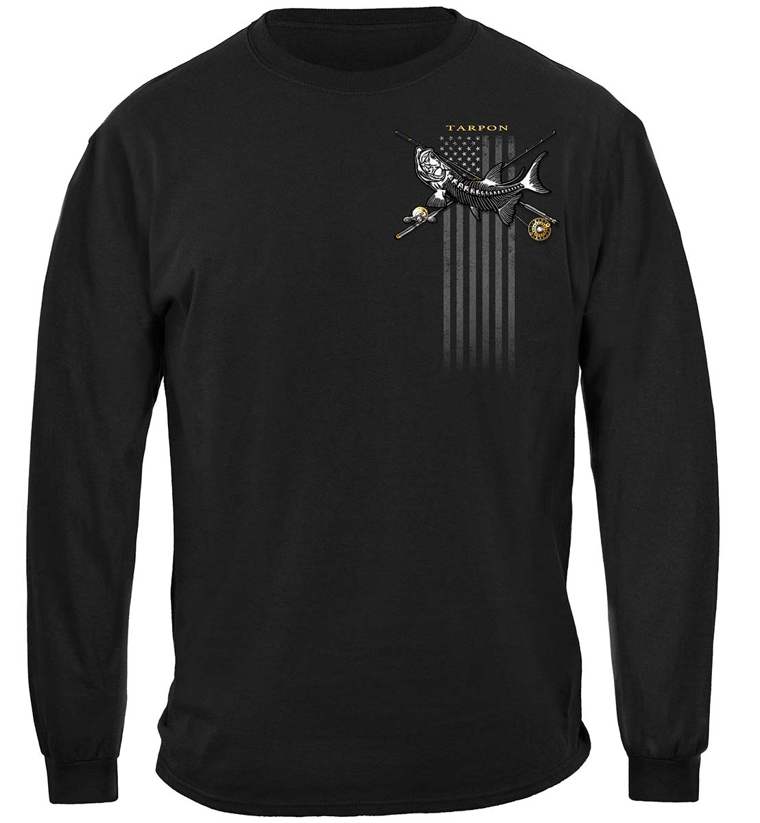 Black Flag Patriotic Tarpon Long Sleeve Shirt - front view