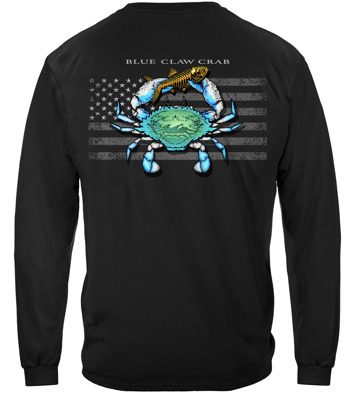 Black Flag Patriotic Blue Crab Long Sleeve Shirt - back view