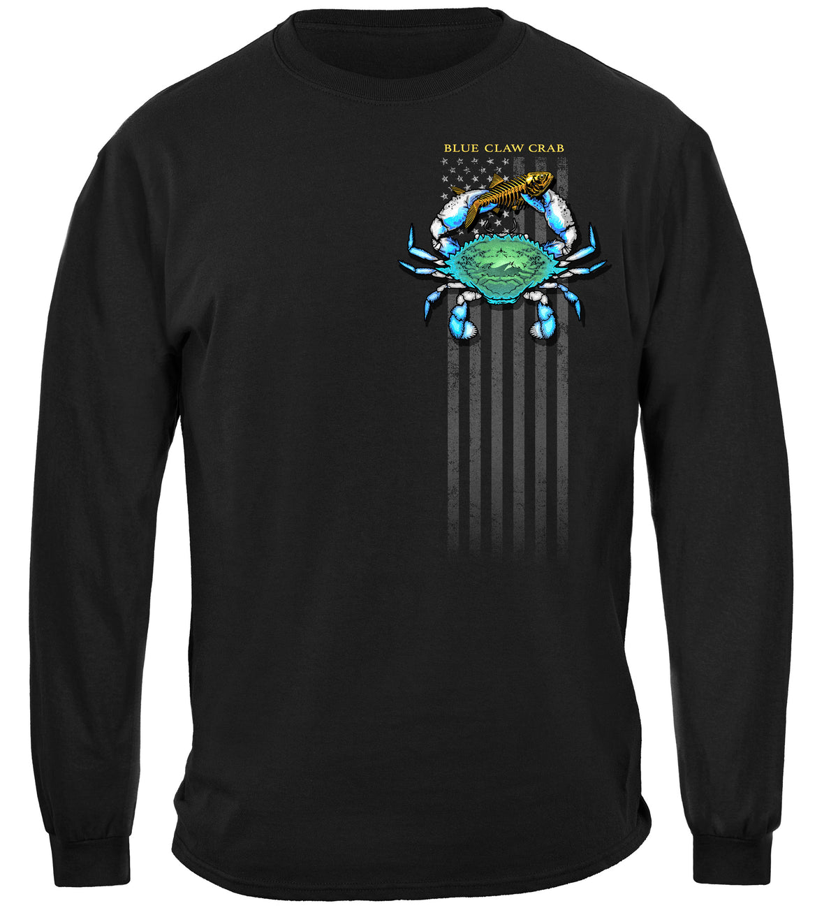 Black Flag Patriotic Blue Crab Long Sleeve Shirt - front view