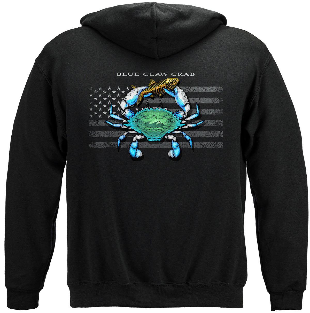 Black Flag Patriotic Blue Crab Hoodie - back view