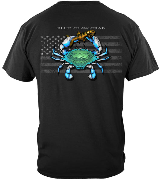 Black Flag Patriotic Blue Crab T-Shirt - back view