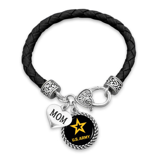 Custom Family Relationship US Army Leather Bracelet