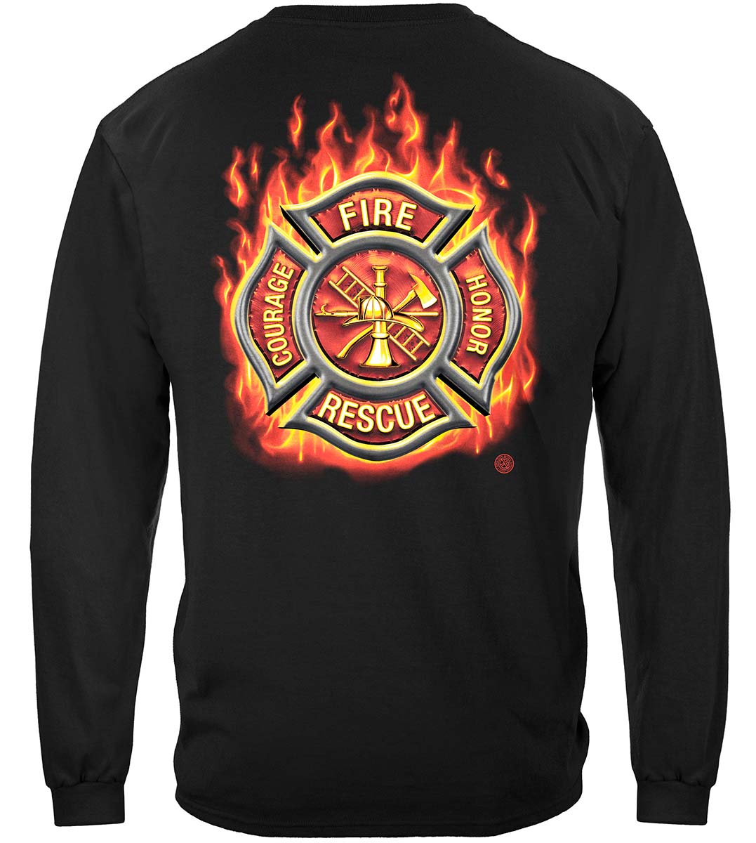 Firefighter Classic Fire Maltese Long Sleeve Shirt - back view