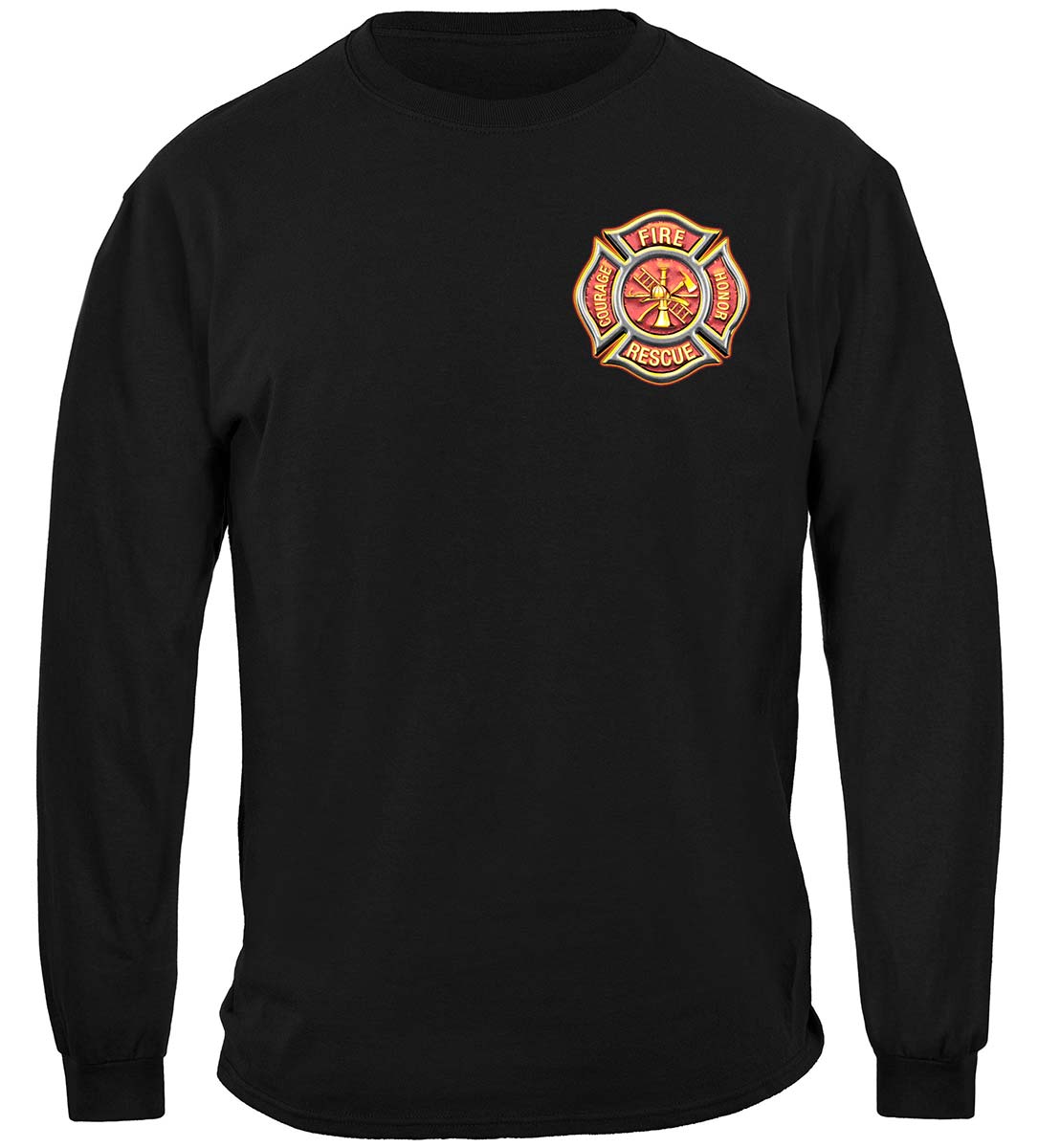 Firefighter Classic Fire Maltese Long Sleeve Shirt - front view