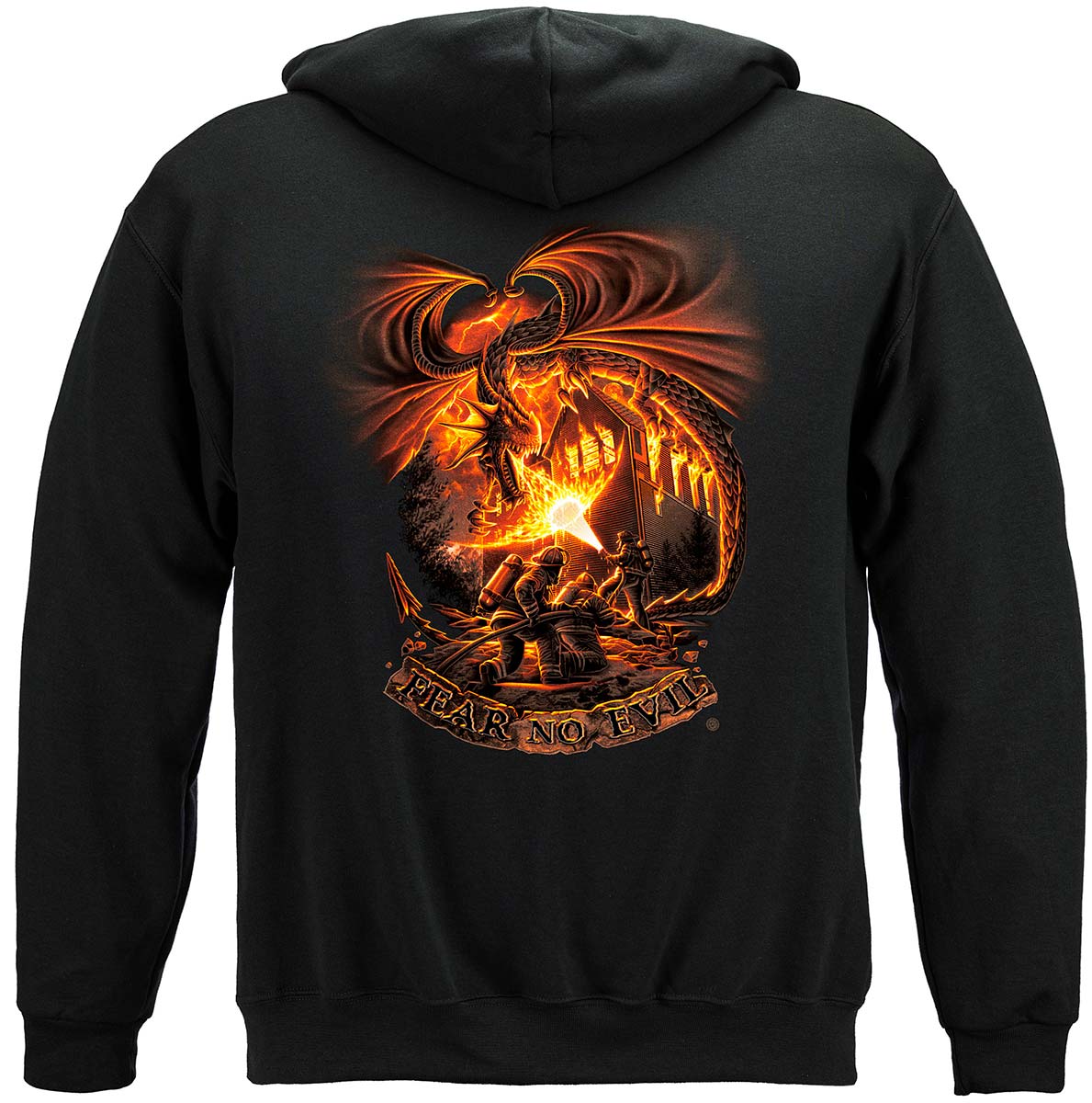 Fear No Evil Dragon Firefighter Hoodie - back view