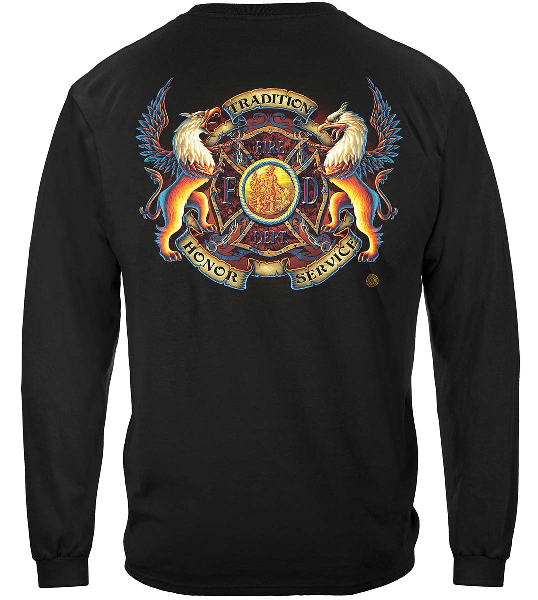 Firefighter Coat of Arms Long Sleeve Shirt - back view