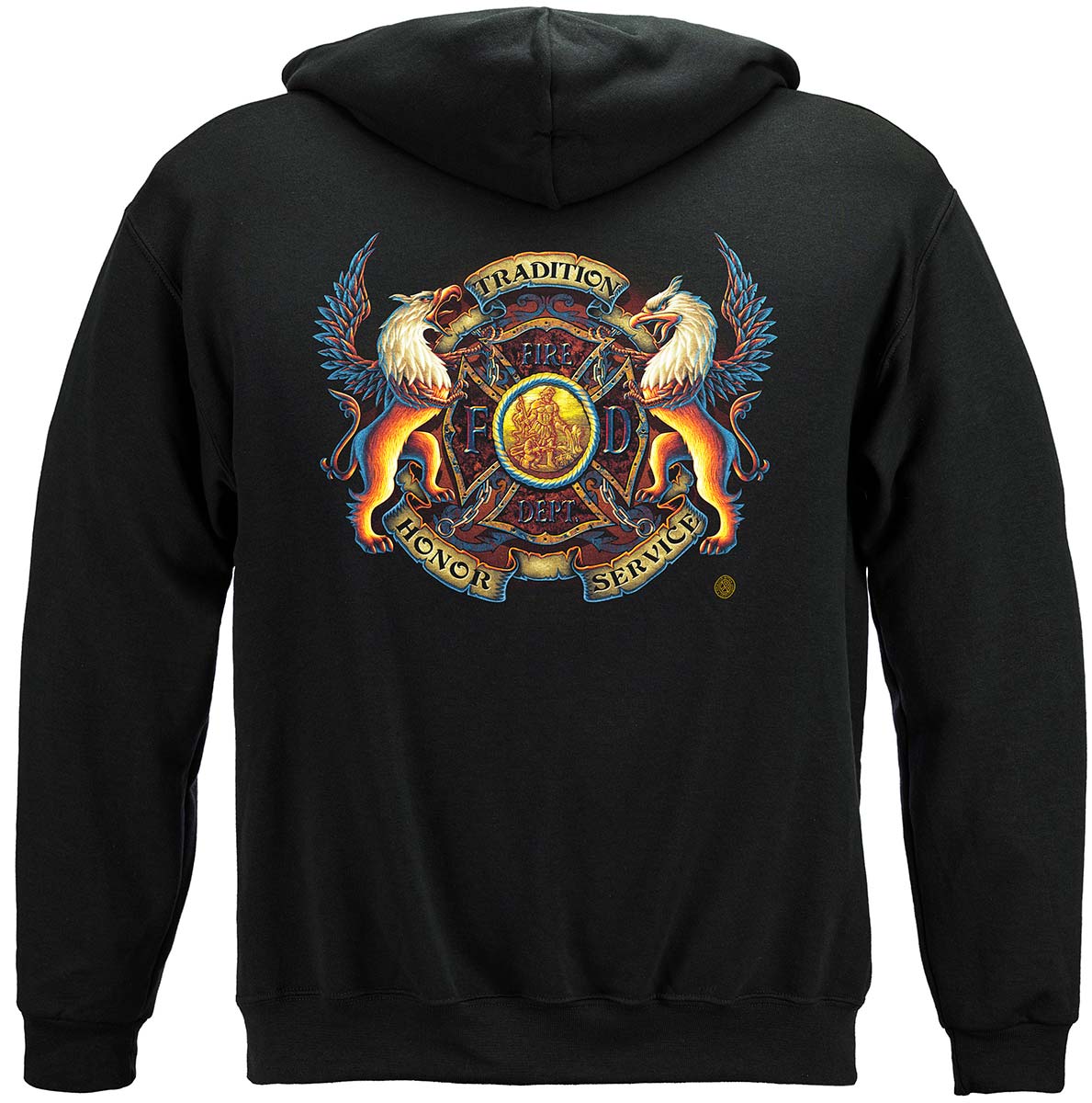 Firefighter Coat of Arms Hoodie - back view