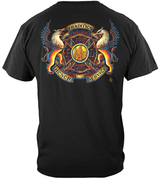Firefighter Coat of Arms T-Shirt - back view