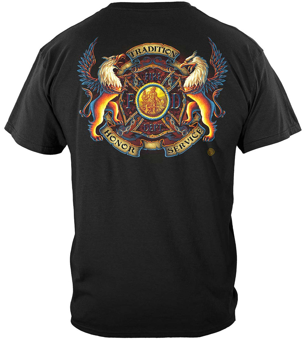 Firefighter Coat of Arms T-Shirt - back view