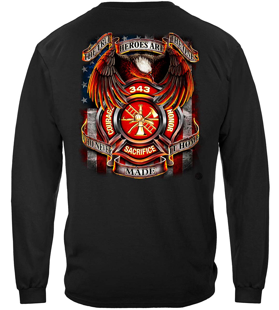 True Hero Firefighter Long Sleeve Shirt - back view
