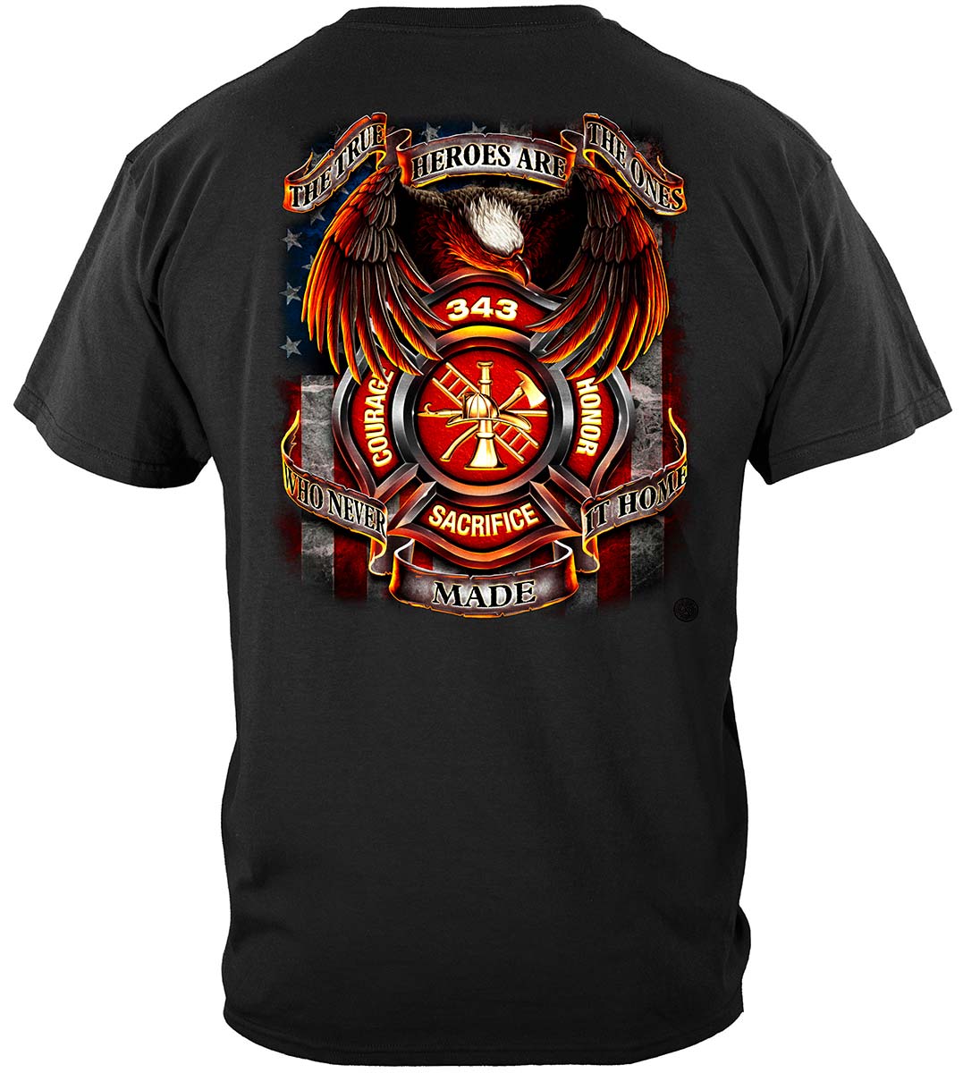 True Hero Firefighter T-Shirt - back view