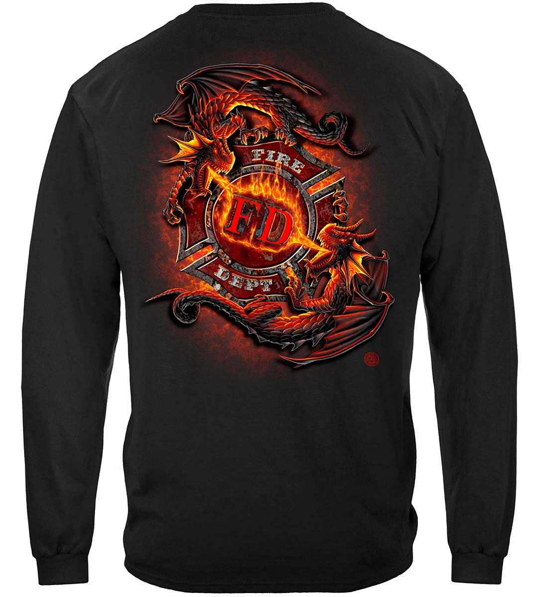 Yin Yang Fire Dept Dragon Long Sleeve Shirt - back view