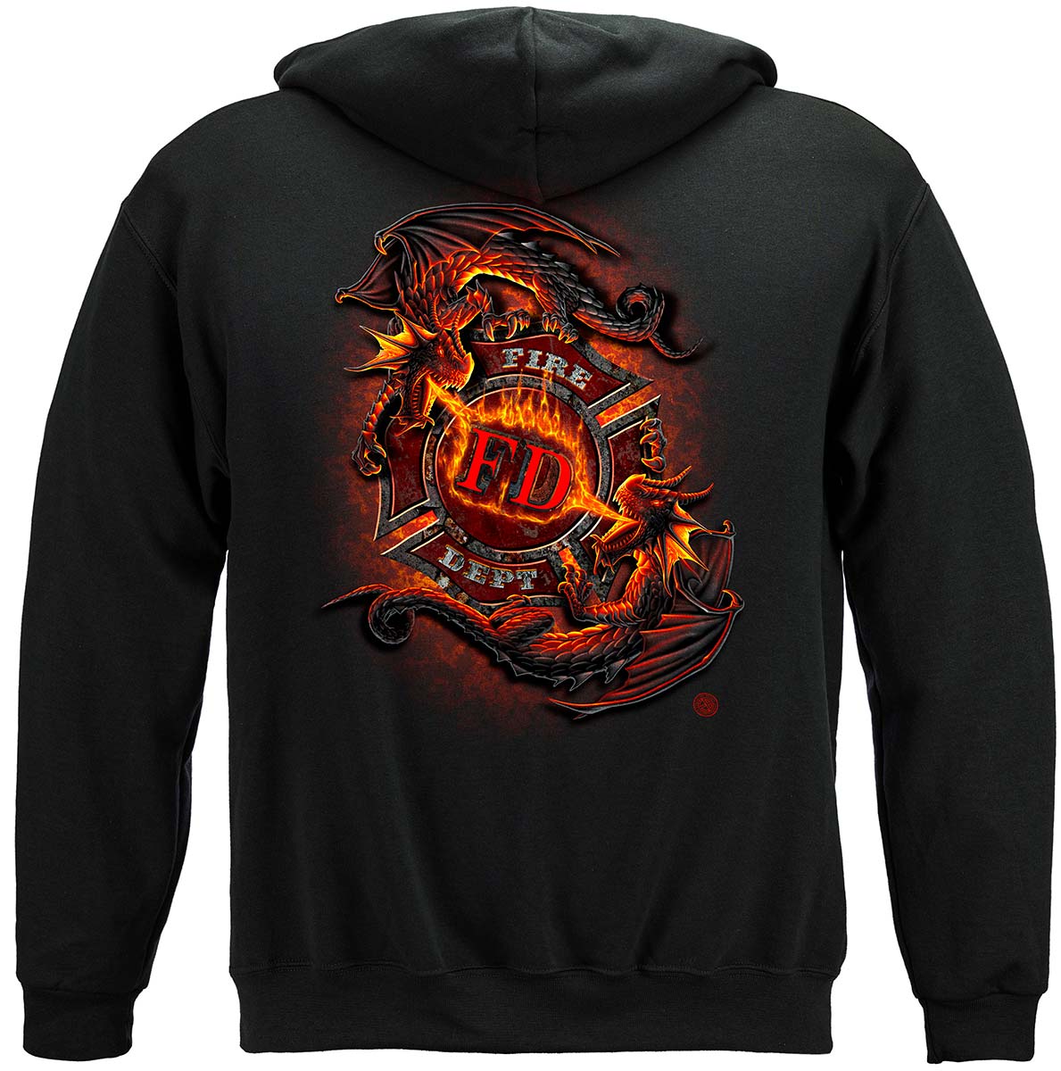 Yin Yang Fire Dept Dragon Hoodie - back view