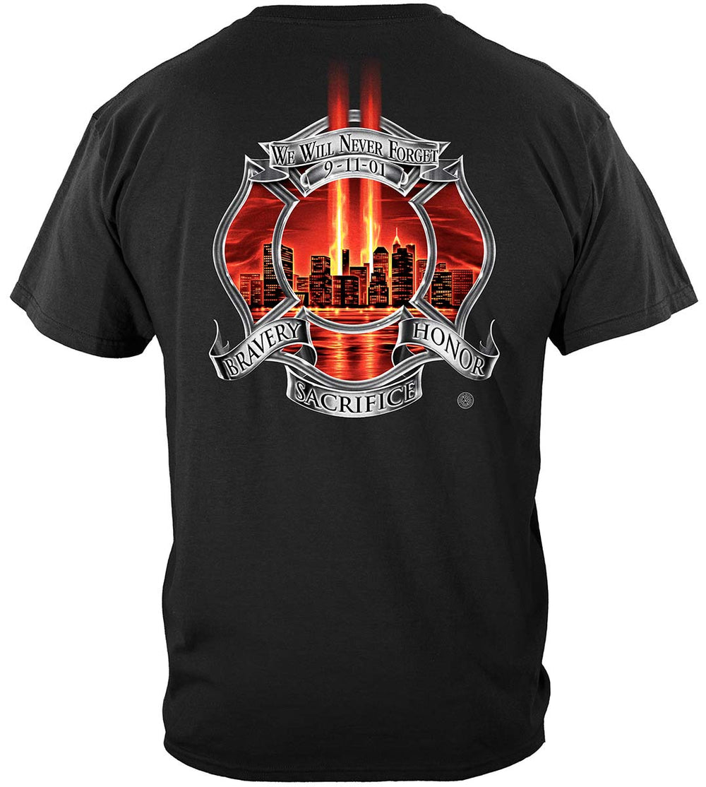 Red Tribute High Honor Firefighter T-Shirt - back view