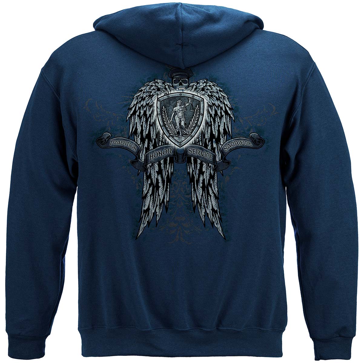 Law Enforcement Skull Wings Hoodie - back view