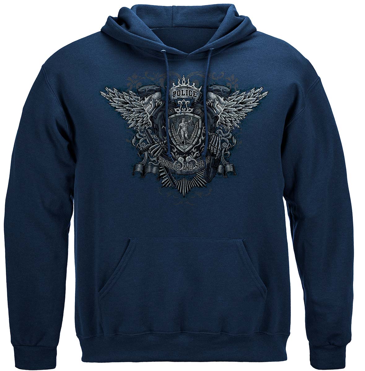 Law Enforcement Skull Wings Hoodie - front view