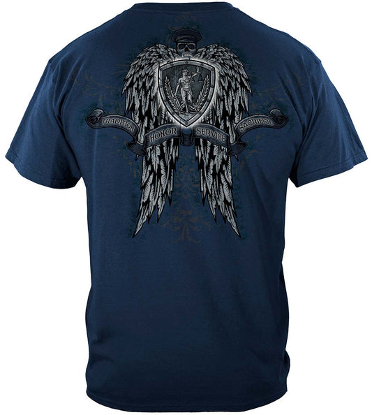 Law Enforcement Skull Wings T-Shirt - back view