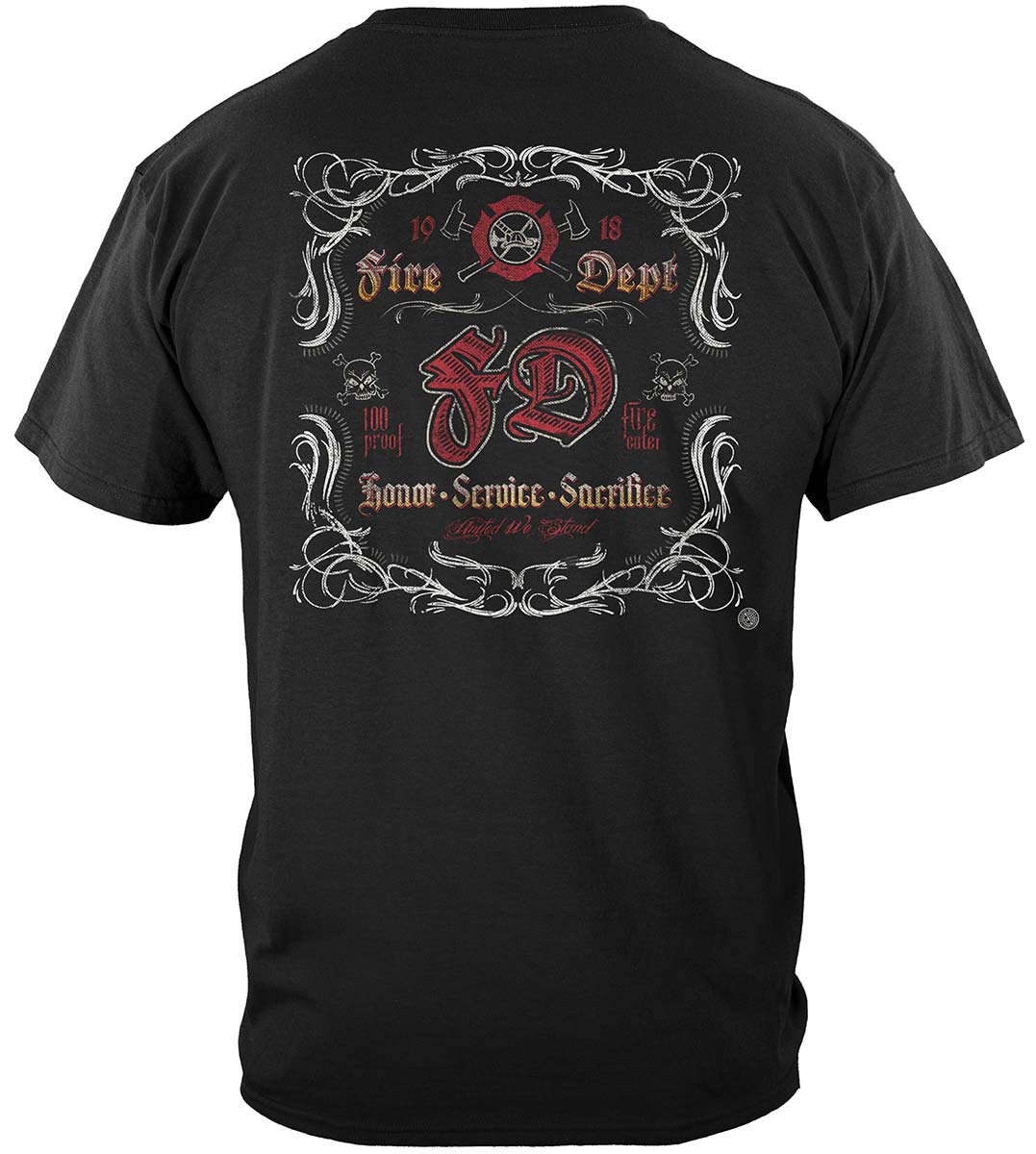 Fire Dept Southern Scroll Work T-Shirt - back view