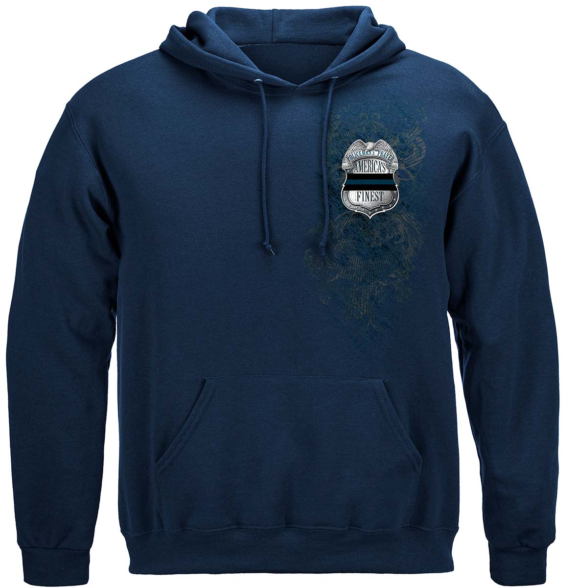 Policeman's Chrome Badge with Policeman's Prayer Hoodie - front view