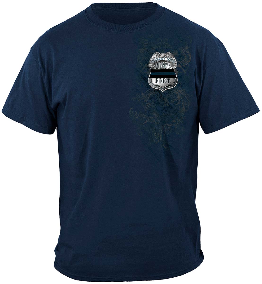 Policeman's Chrome Badge with Policeman's Prayer T-Shirt - front view