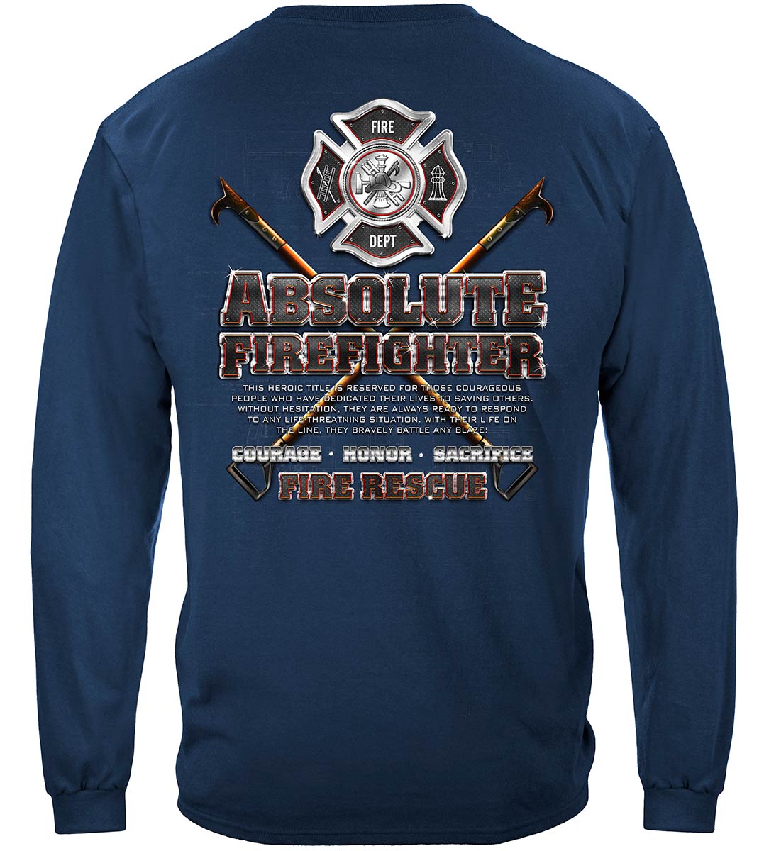Absolute Firefighter Blueprint Long Sleeve Shirt - back view