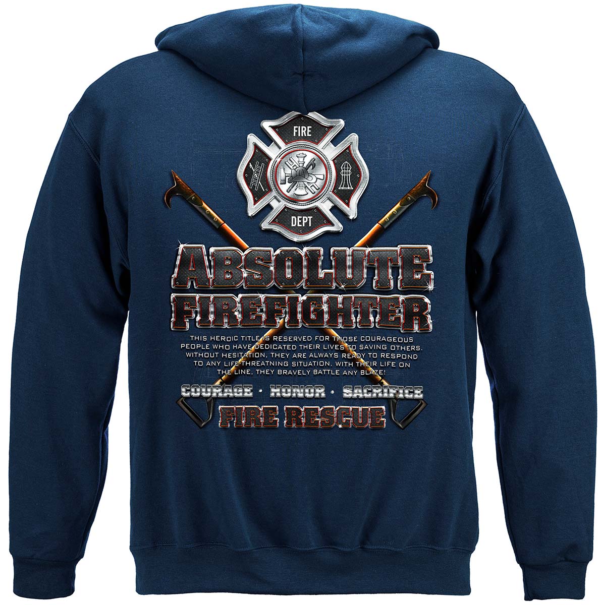 Absolute Firefighter Blueprint Hoodie - back view