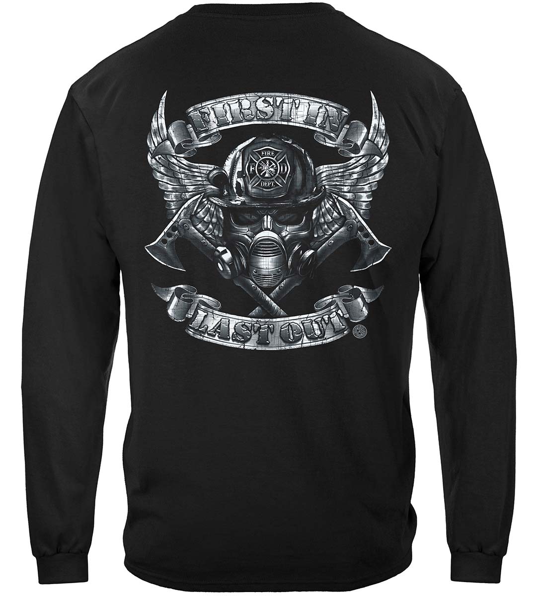 Steel Fire Wings Foil Stamp Long Sleeve Shirt - back view
