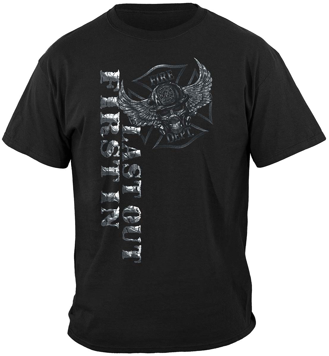 Steel Fire Wings Foil Stamp T-Shirt - front view